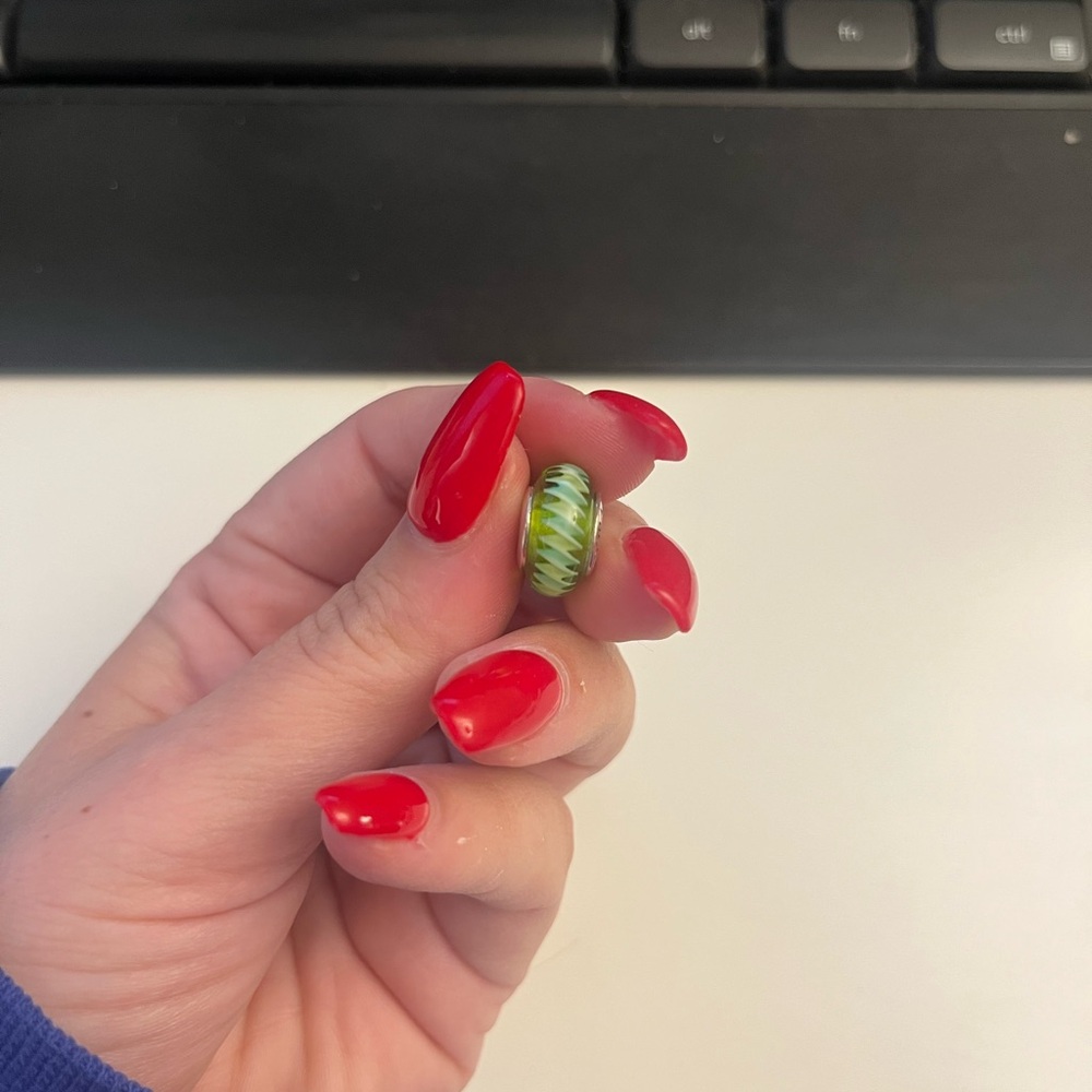 Pandora Green and White Charm (retired)